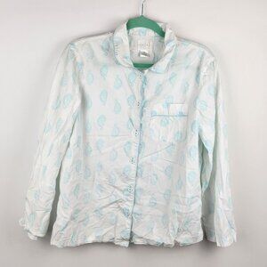 Three J NYC Boho Paisley Floral Cotton Button Up Pajama Top sz M